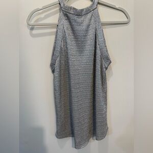 Anthropologie Shimmery Silver Metallic Sleeveless Top